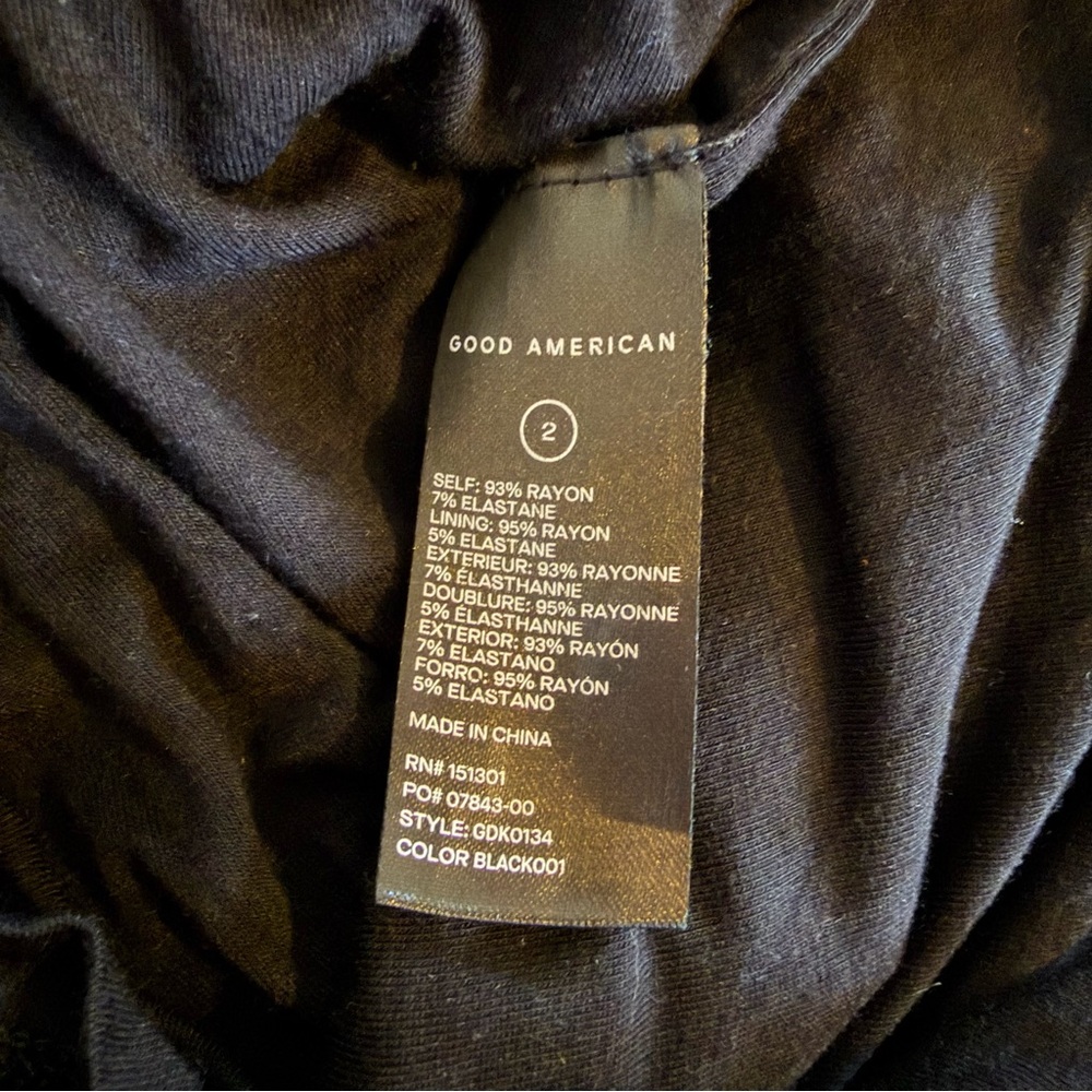Good American Black Good Touch Long Sleeve Bodycon Midi Dress Size 2 - Picture 6 of 8